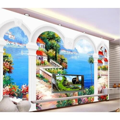 Europe style Mediterranean mural backdrop stereoscopic 3D wallpaper murals flowers Wall murals nature