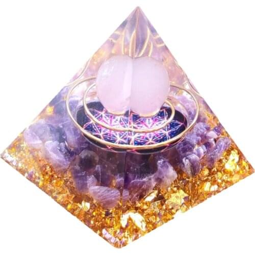 Crystal Orgone Pyramid Energy Generator Natural Gemstone Office Decoration