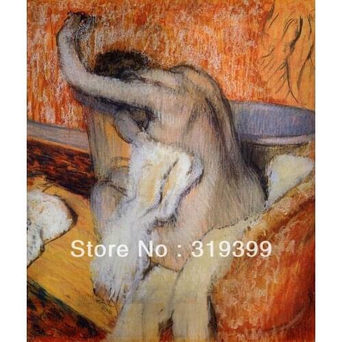 Oil Painting Reproduction on Linen Canvas,After the Bath Woman Dry Herself by edgar degas ,Free DHL Shipping,handmade