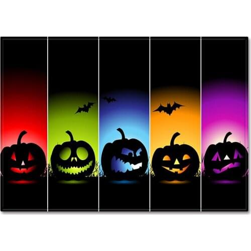 Halloween Carpets for Living Room Area Rugs Parlor Party Decor Floor Mat Horrified Colour Pumpkin Lantern Bats Large Size Carpet