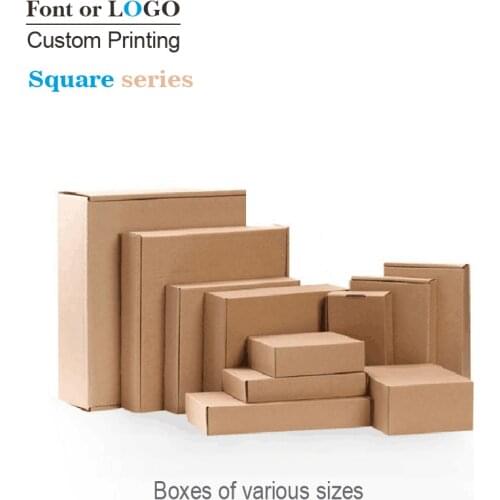 Square series Custom KSraft Corrugated paper shipping mailer boxes Printed logo Packaging Clothes trousers polo shirt Boxes