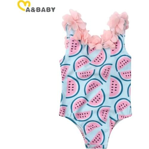 Ma&Baby 6-4Y Summer Toddler Infant Baby Kid Girls Swimsuit Watermelon Print Flower Swimwear Bathing Suit Beachwear