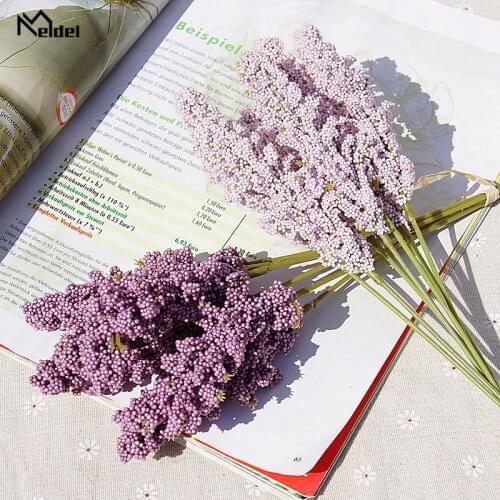 6Pcs/Pack Artificial Vanilla Mini Foam Berry Spike Artificial Flowers Bouquet for Home Plants Wall Decoration Cereals Plant Heap