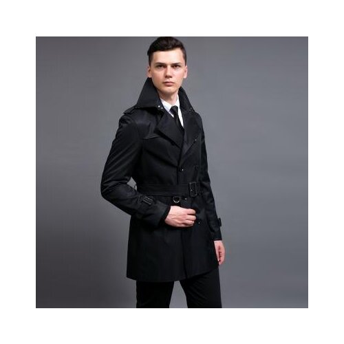 Fashion slim sexy short trench coat men overcoat long sleeve mens clothing double breasted outerwear casaco spring 2020 black