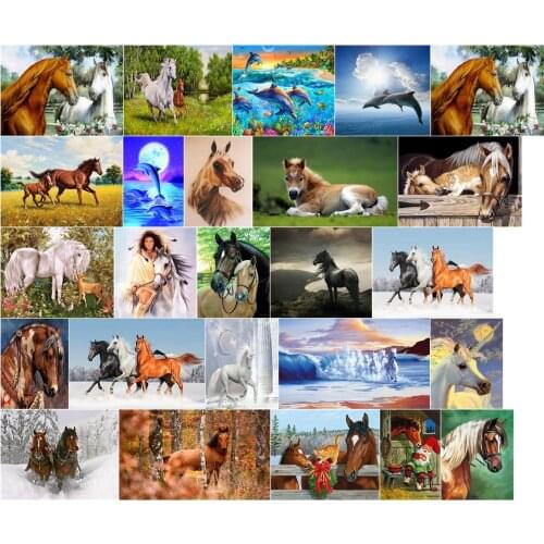 A25871 Horse Flower Couple cross stitch kit people 18ct 14ct 11ct count canvas stitches embroidery DIY handmade needlework