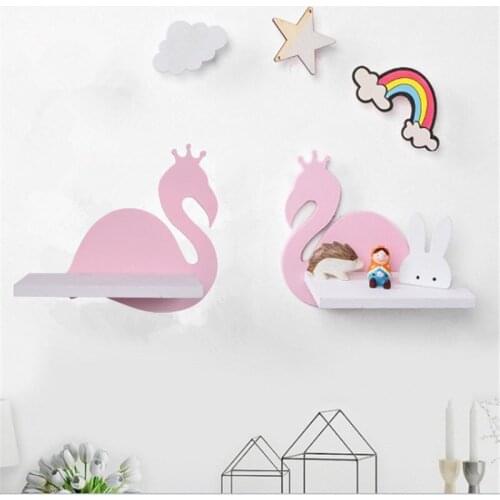 20cm 2pcs Wall Shelf Bird Wood Hanging Holder for Child Room Artificial Flower Decorative Shelve Wedding Home Decoration