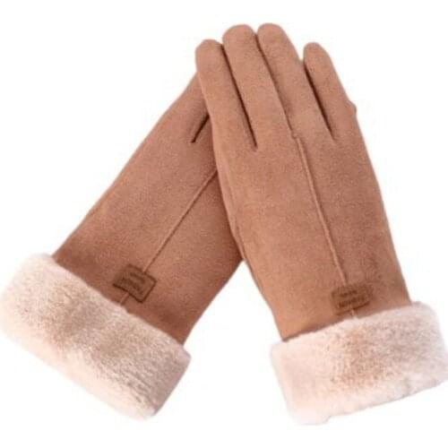 New Fashion Gloves Women Autumn Winter Cute Furry Warm Five-finger Mittens Thickened Warm Outdoor Sport Touch Screen Gloves