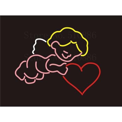 Custom NEON Sign Board Cupid Lover Heart Baby Glass Tube Beer Bar Club Display Store Shop Light Signboard Signage Signs 17*14"