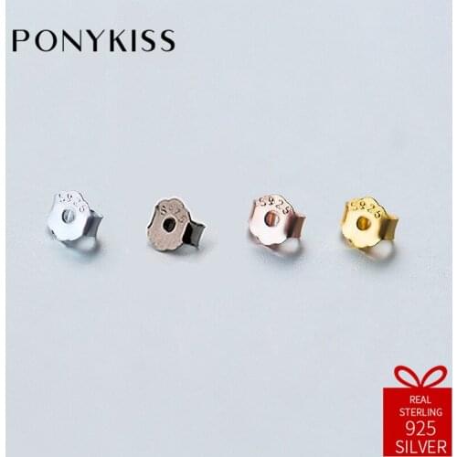 PONYKISS 5pair/lot Small S925 Sterling Silver Trendy Geometric 4.5mm Ear Plug Women Prevent Allergy Jewelry Accessory Party Gift