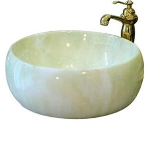 Ceramic counter basin round imitation marble wash basin bathroom retro washbasin art basin LO620522