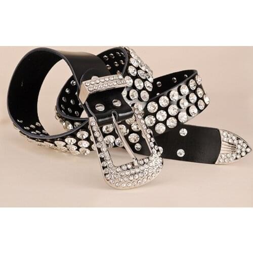 Women Rhinestones man made diamond inlaid belt female drill belt ladies tide jeans Rhinestones stone leather belt