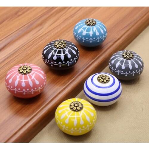 Hand-painted Art Ceramic Cabinet Knobs and Handles Furniture Handles for Kids