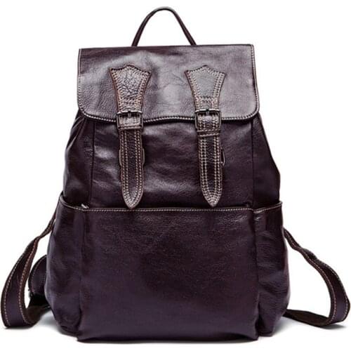 Backpack Genuine Leather Man Woman Shoulder Bag Travel Bolsa Feminina School Bags High Capacity Oil Wax Leather Fashion Gift s