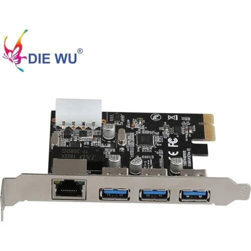 PCI Express to 3 port USB3.0 1 port RJ45 network adapter connection PCI Express network Expansion card TXB014