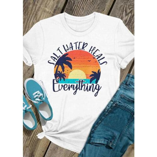 Salt Water Heals Everything. COLORED t-shirt unisex Fashion 100% Cotton vintage women tumblr grunge funny graphic tee top tshirt