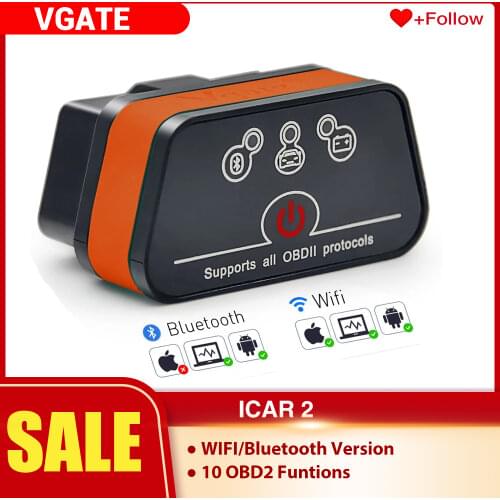 Vgate iCar2 ELM327 Wifi/Bluetooth OBD2 Diagnostic Tool for IOS iPhone/Android/PC icar 2 Bluetooth wifi ELM 327 OBDII Code Reader