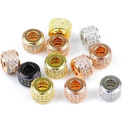 YHBZRET White Zircon Geometric Copper Spacer beads 2pcs 8mm Crystal CZ Charms Loose beads for Jewelry making bracelet DIY