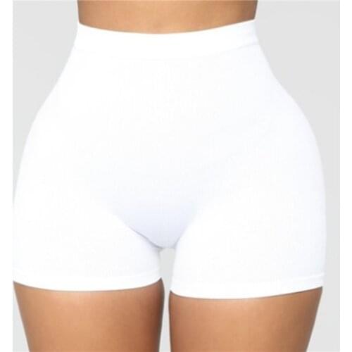 Women Stretchy Shorts Fashion High Waist Skinny Solid Color Push Up Ladies Shorts Fashion Female Fitness Shorts