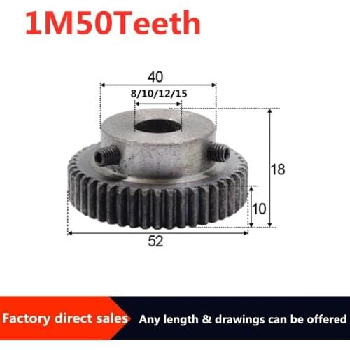 1pcs 1Modulus 50Teeth Spur Gear inner hole is 8/10/12//15mm 45# steel major gear