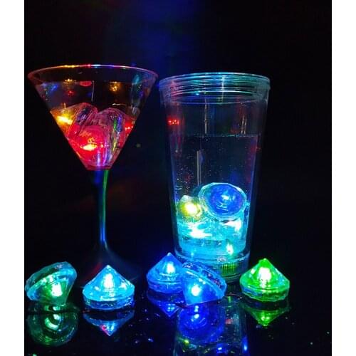 12PCS Diamond LED Ice Cubes DIY Colorful Flash Prop Luminous Light Wedding Festival Decor Christmas Bar Wine Glass Decoration