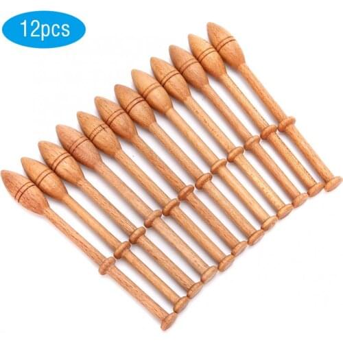 12Pcs Wooden Crochet Hook Knitting Needles Weaving Tools Lace Bobbin Antique Vintage Craft Turned Sewing Knit hook Tools