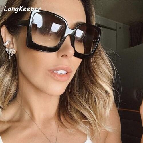Fashion Woman Sunglasses Retro Square Oversized Frame Glasses For Women Gradient Sunglasses Big gafas de sol mujer Dropshipping