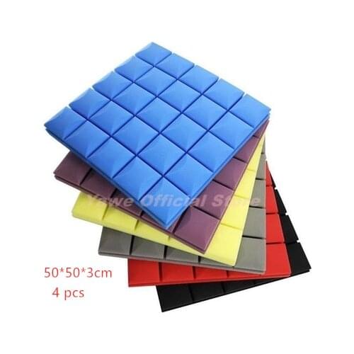 4 PCS 7 Colors 50x50x3cm Sound Wedge Protective Sponge Studio Acoustic Foam Soundproof Foam Sound Absorption Treatment Panel
