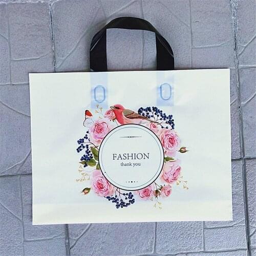 50pcs Thicken Plastic Gift Bag Clothing Boutique Shopping Bag
