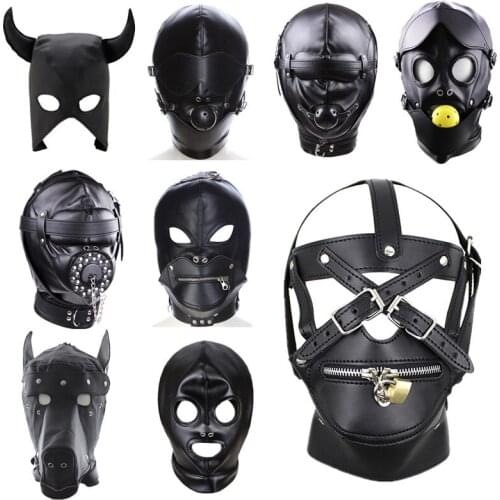 9 Styles PU Leather Fetish Hood Headgear Sex Toys for Women BDSM Bondage Sex Mask bdsm Toys Adult Games Sex Product For Adults