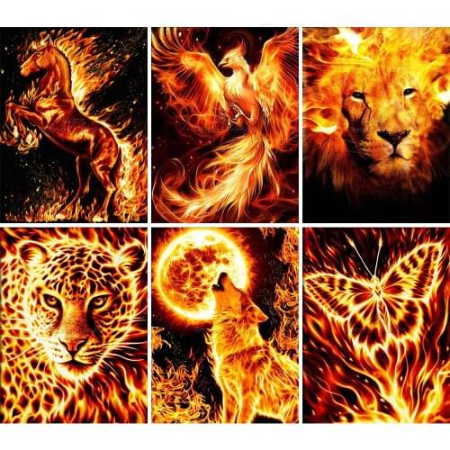 5D DIY Diamond Painting Animal Flame Cartoon Landscape Full Square/Round Embroidery Mosaic Kit Handmade Art Gift Home Decoration