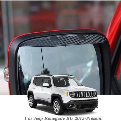 Car Rearview Mirror Rain Eyebrow Auto Shield Snow Guard Sun Side Visor Shade Protector For Jeep Renegade BU 2015-Present Sticker