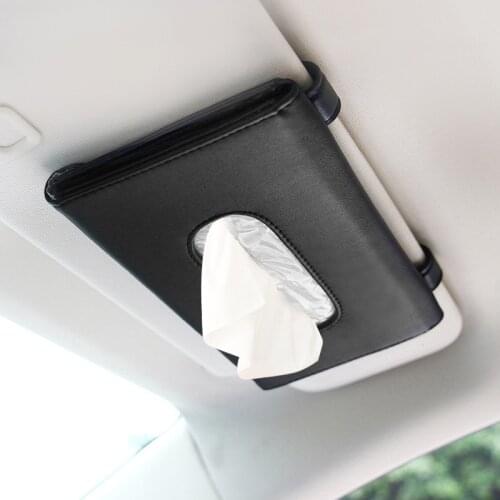 Car Sun Visor Tissue Box Holder PU Leather Paper Napkin Organizer Hanging Tissue Towel Case Car Interior Auto Accessories