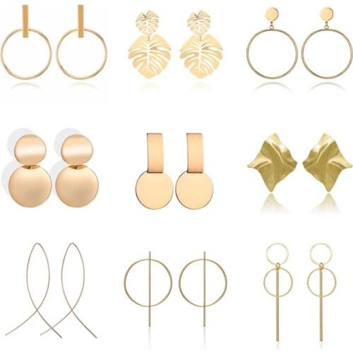 Statement Earrings Metal Round Geometric Drop Earrings For Women Pendant Dangle Earing Party Jewelry pendientes oorbellen