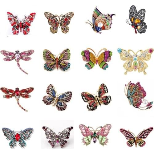 Elegant Charm Butterfly Animal Pearl Brooch Women Rhinestone Large Butterfly Jewelry Colorful Insect Pins Vintage Fashion Gifts