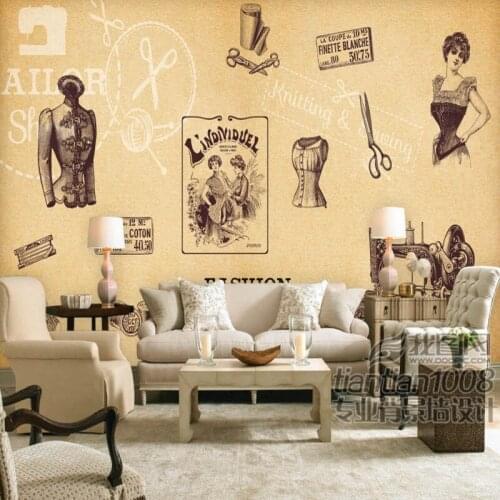Dropship Colomac Photo Wallpaper Retro Tailor Shop Clothing Store Vintage Wallpaper Decoration Mural Living Room Foto Tapeten