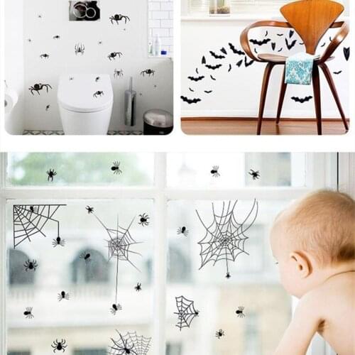 Halloween Bats Wall Stickers for Store Home Decoration Diy Window Decals Festival Vinyl Posters Art Mural Adesivo De Parede