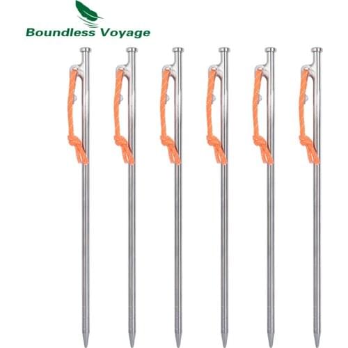 Boundless Voyage Titanium Alloy Tent Pegs Metal Heavy Duty Screw Hard Ground Stakes Fastening Nails Outdoor Garden Tent Pins