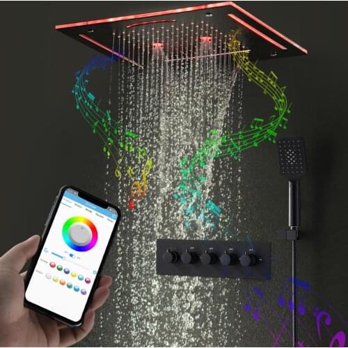 Bathroom Accessories LED Shower Head Set Smart Bluetooth Music Shower Head Faucet Rainfall Waterfall Mist Spray Shower Kit