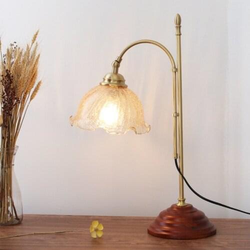 Northern American retro desk lamp bedroom ins girl brass nostalgic berth lamp middle bedroom study desk lamp