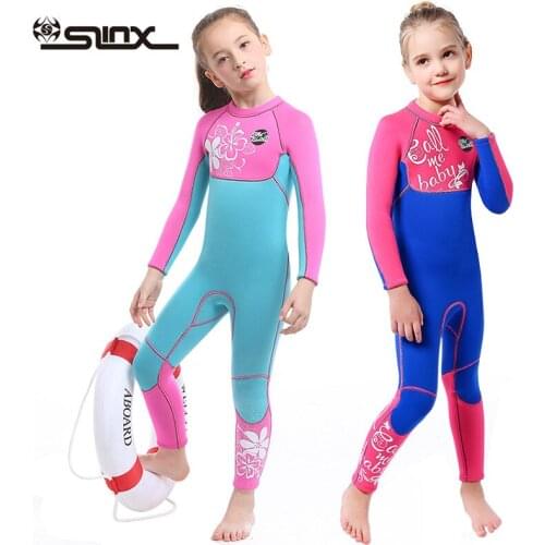 SLINX 3mm Neoprene Girls' One-piece Scuba Wetsuit Long-sleeve Diving Suit Swimwear for Surfing Swimming Snorkeling Keep Warm