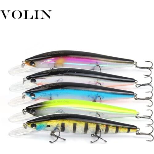 VOLIN NEW 1pc 115mm 14.5g Hard Bait with 3 Hooks Minnow Artificial Fishing Lure Suspend Fishing Lure with Ball