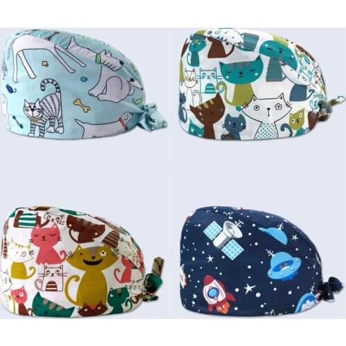 New Floral Printing Surgical Caps Woman Nurse Cap Surgeon Surgery Cap Dentist Cap Kitchen Laboratory Beauty Salon Scrub Cap
