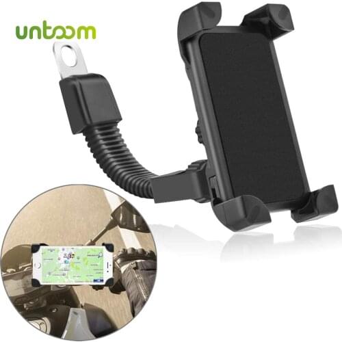 Untoom Motorcycle Mobile Phone Holder Motorbike Rearview Mirror Phone Mount Bracket Adjustment Stand for 3.5-6.5 inch Cellphone