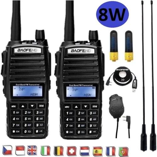 2PCS Walkie Talkie BAOFENG UV-82 8W Ham CB Radio Station UHF VHF Two Way Radio Transceiver 8 Watts Transmitter for Hunting 20KM