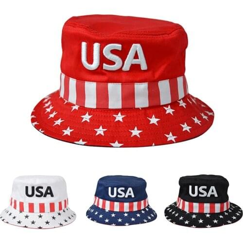 Fisherman Sunhat Women Men Letter Embroidered UV Protection Cotton Cap Travel Sports American President Election Bucket Hat