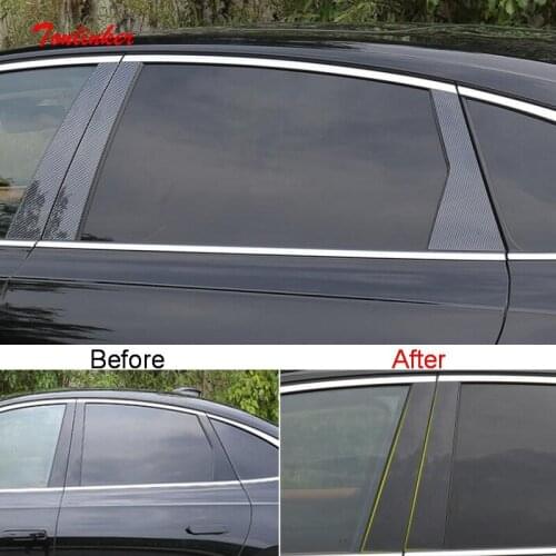 Tonlinker Exterior Car B Pillar Moulding Cover Stickers For FAW HONGQI H9 2020-2021 Car Styling 6 PCS PV/TPU Cover Stickers