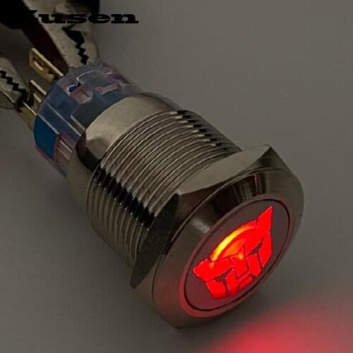 Zusen 19mm illuminated Transformers symbol momentary push button switch(ZS19F-11DR/R/12V/N)