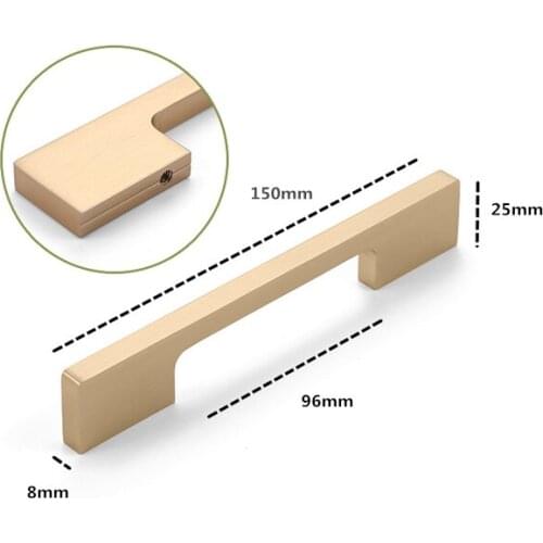 10pcs/lot Minimalism Gold Stainless steel Door Drawer Cabinet Wardrobe Pull Handle Knob furniture Aluminum Alloy Hardware handle