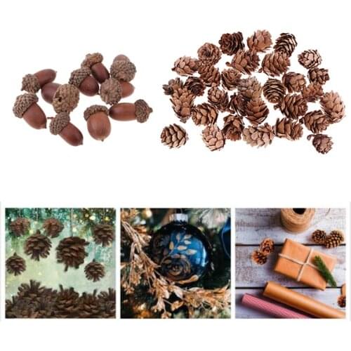 120pcs Acorn Photo Props Pine Cones Christmas Table Embellishments Decors