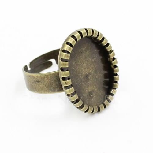 18x25mm Adjustable Ring Blank base setting tray filigree Findings kit Cabochone Cameo Glue On Glass Dome Fit Open Jump scrapbook